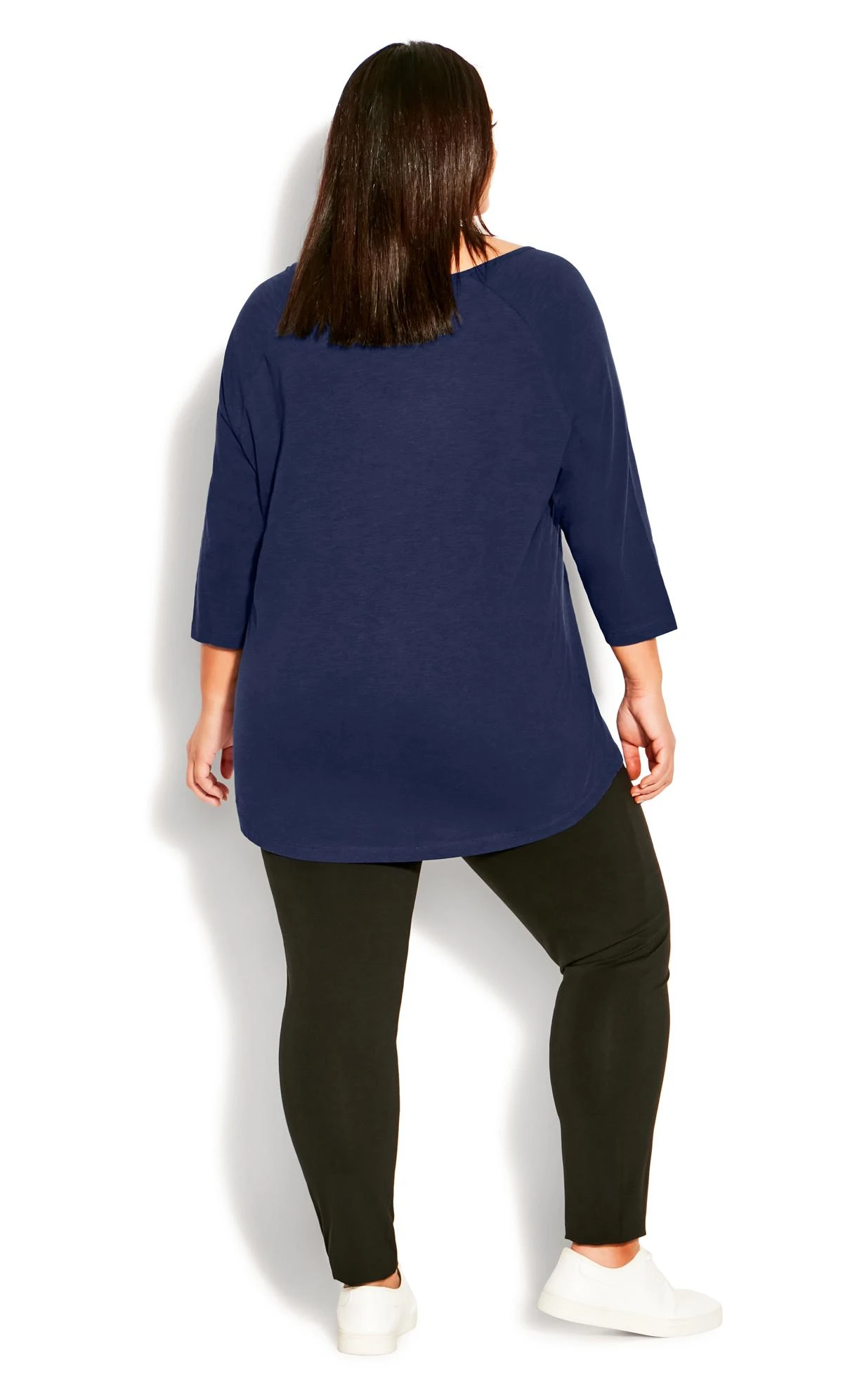 Avenue Blue 3 Bar 3/4 Sleeve Plain Tee - Image 4