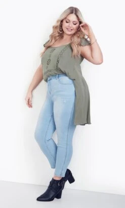 Avenue Aveology Blue Light Wash Ankle Grazer Skinny Jeans