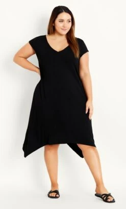 Evans Black Plain Knit Dress