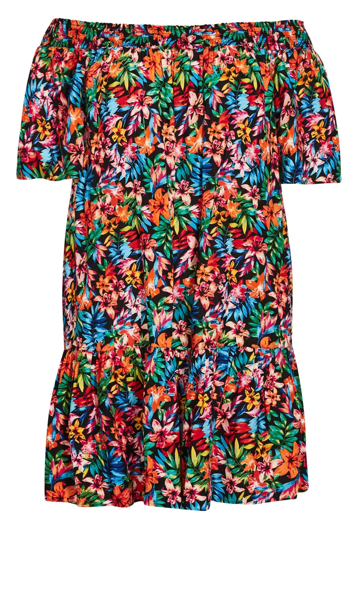Evans Black Tropical Floral Smock Dress - Image 5