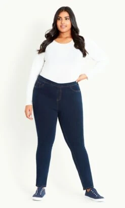Evans Blue Indigo Denim Curve Fit Denim Jeggings - Short