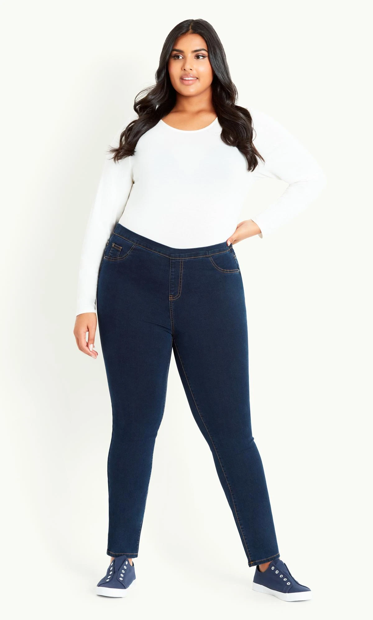 Evans Blue Indigo Denim Curve Fit Denim Jeggings - Short