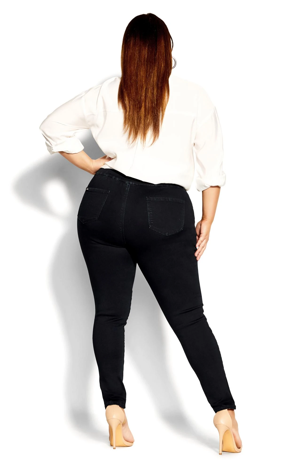City Chic Dark Blue Denim Pared Back Jeggings - Image 3