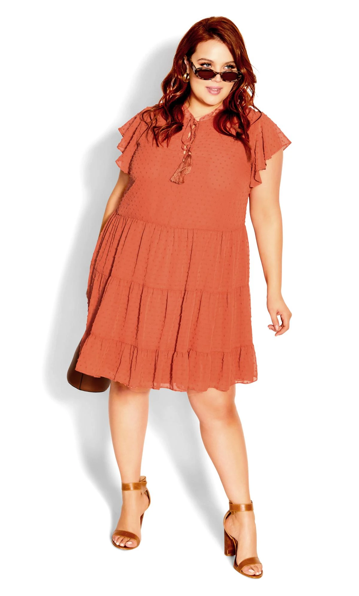 City Chic Orange Sweet Dobby Dress