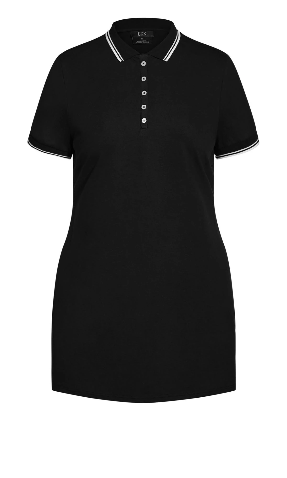 City Chic Black Polo T-Shirt Dress - Image 4