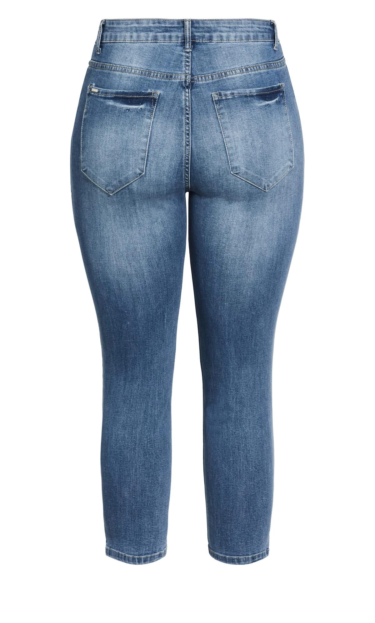 City Chic Blue Mid Wash Cropped Skinny Jeans - Image 5
