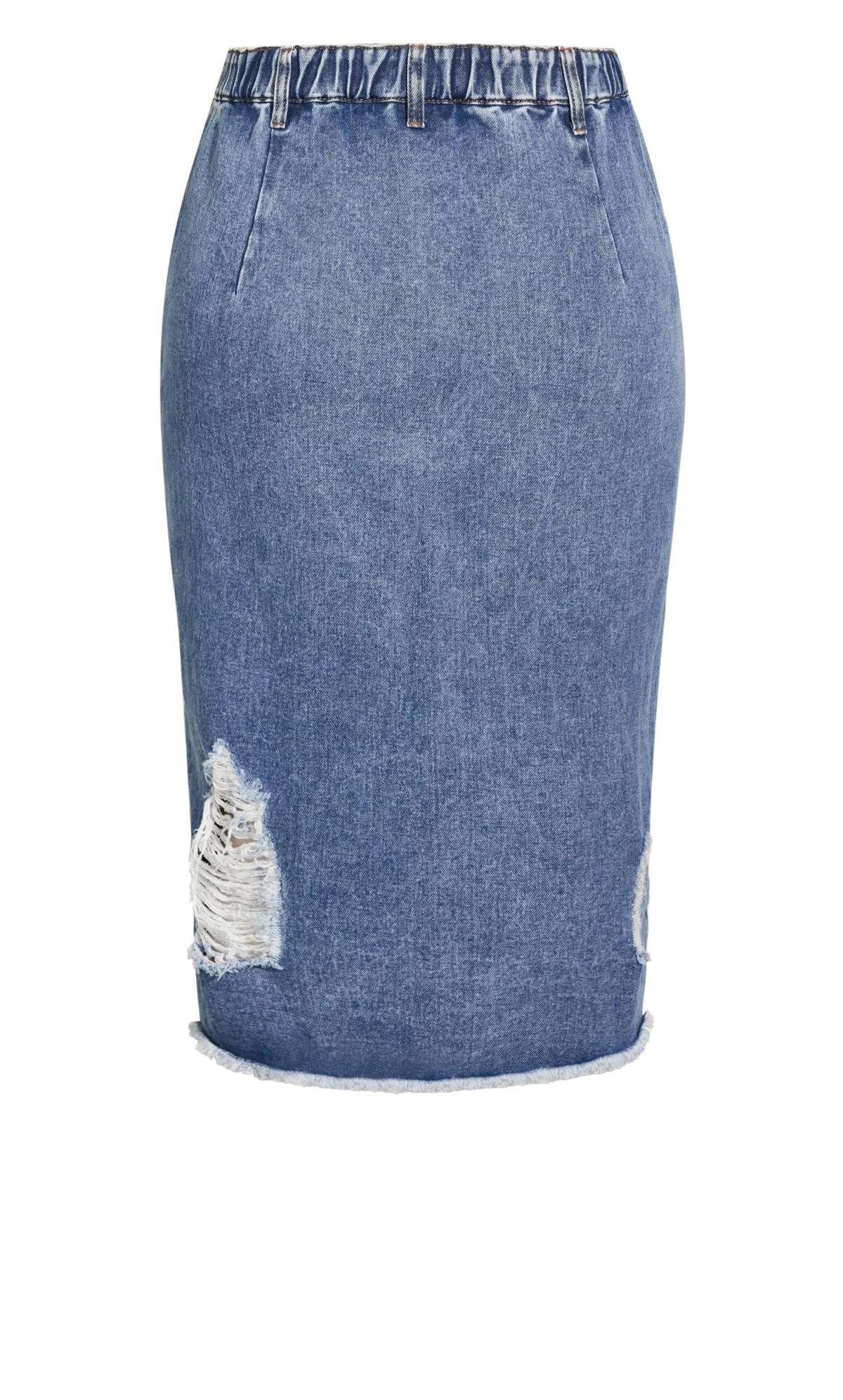 City Chic Black Denim Midi Skirt - Image 5