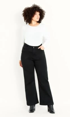 Evans Black Curve Fit Wide Leg Jean Black
