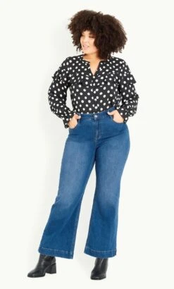 Evans Denim Wide Leg Jean Mid Wash
