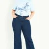 Evans Blue Dark Wash Denim Curve Fit Wide Leg Jeans - Short