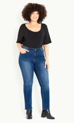 Evans Denim Curve Fit Straight Leg Jean Mid Wash