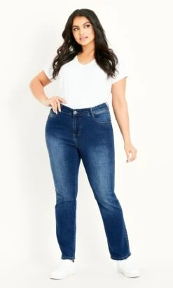 Evans Mid Blue Denim Straight Leg Jeans