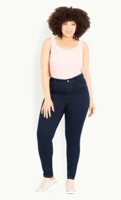 Evans Short Length Indigo Blue High Waist Skinny Jeans