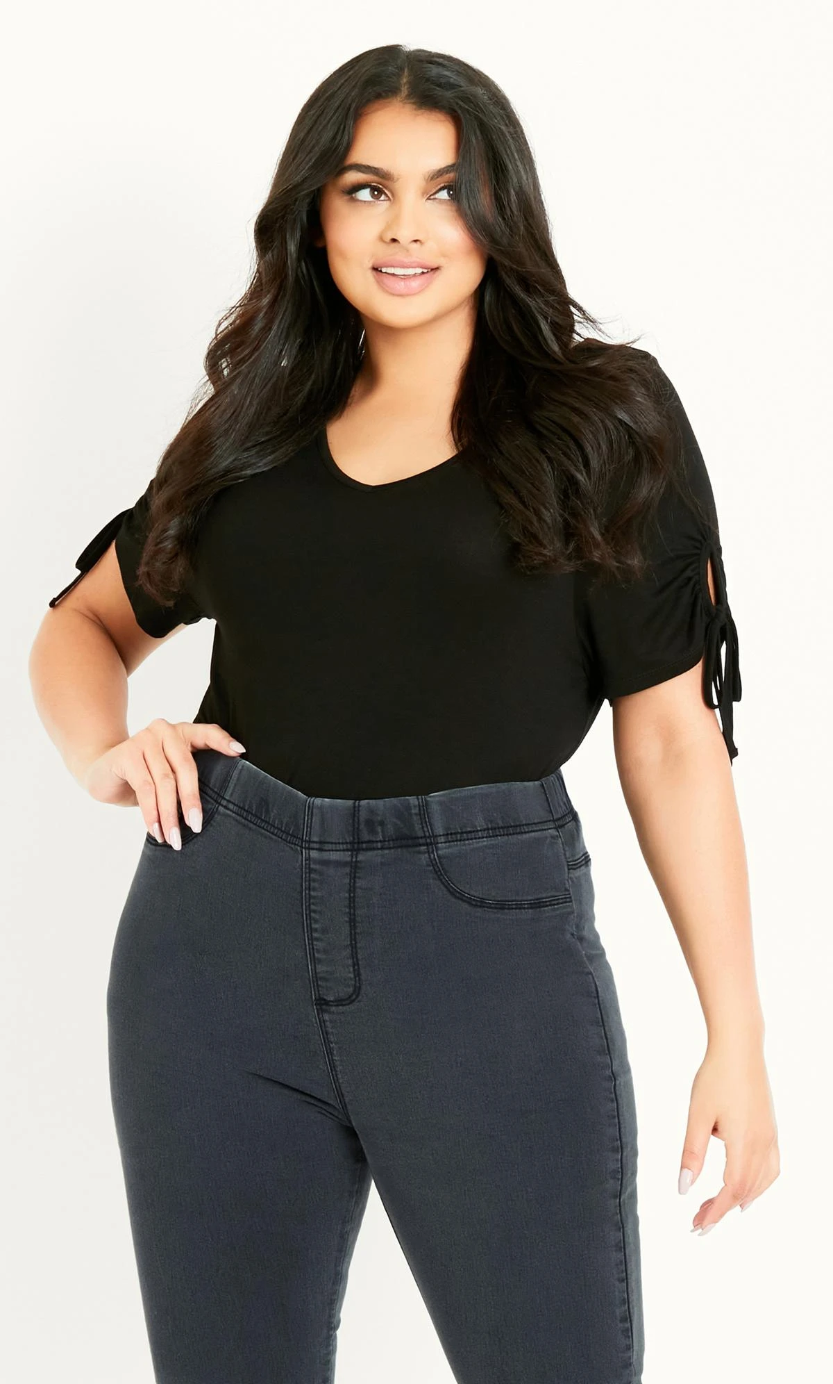 Evans Charcoal Grey Pull On Jegging - Image 3