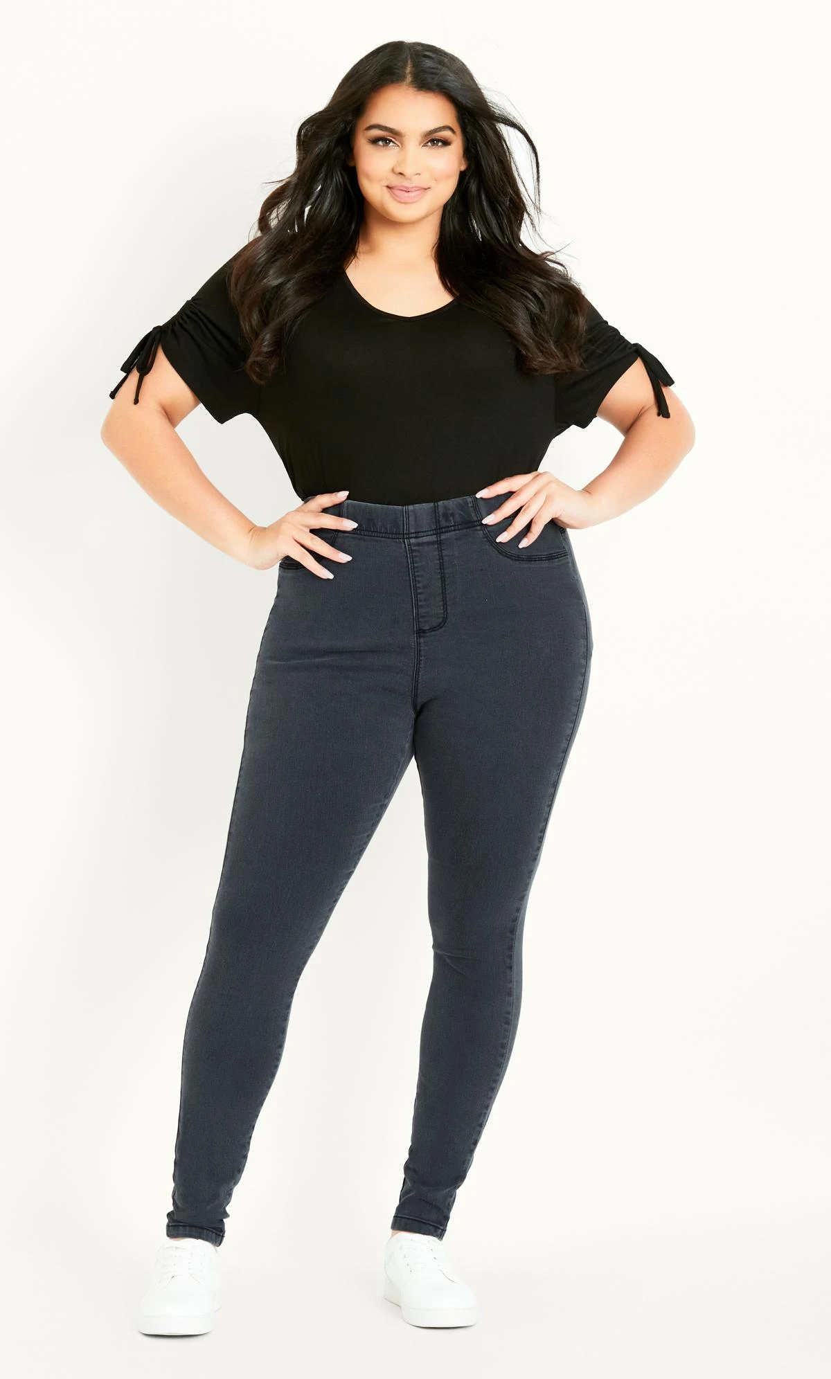 Evans Charcoal Grey Pull On Jegging - Image 5