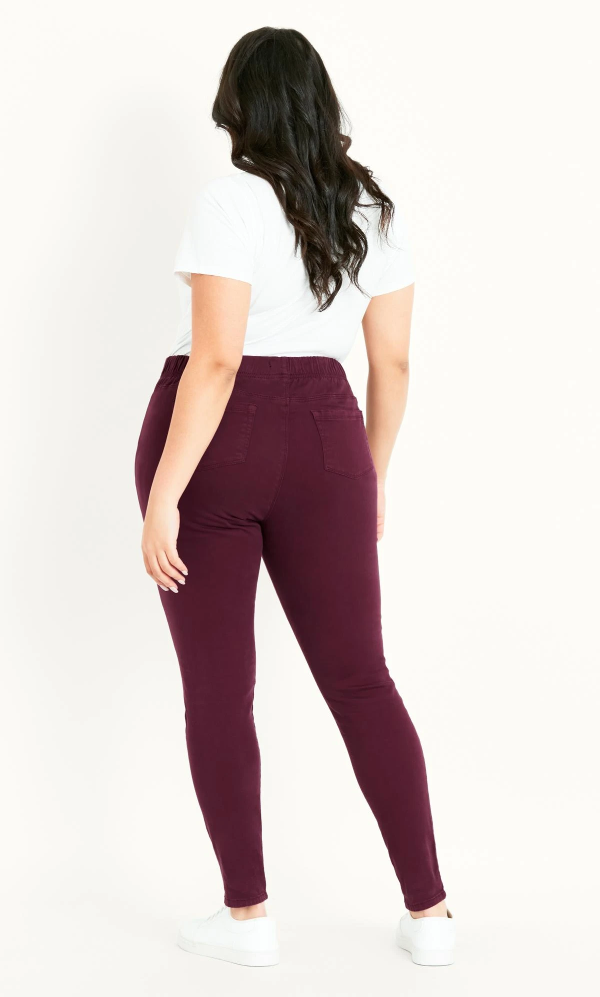 Evans Burgundy Red Pull On Jeggings - Image 2