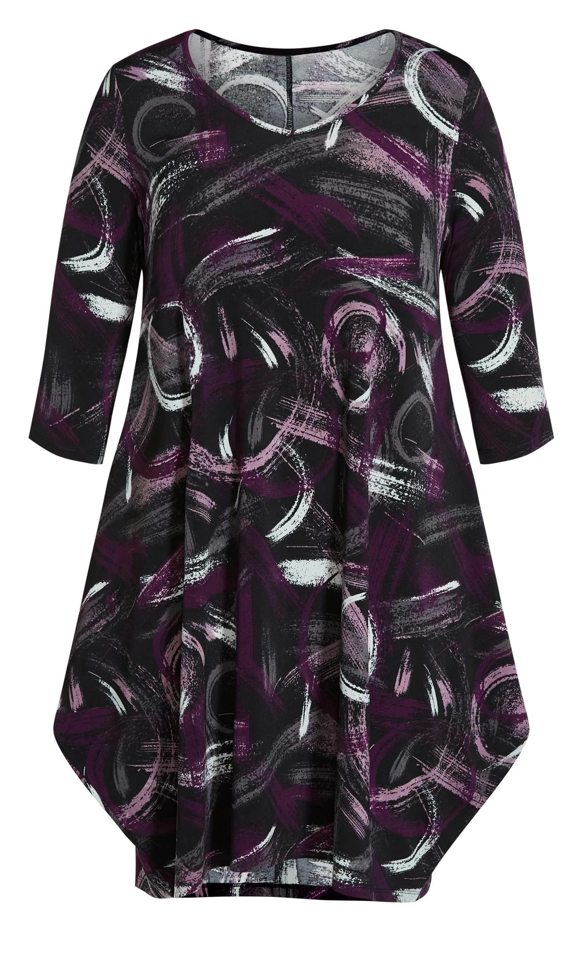 Avenue Loralette Grey Knit Drape Print Dress - Image 4