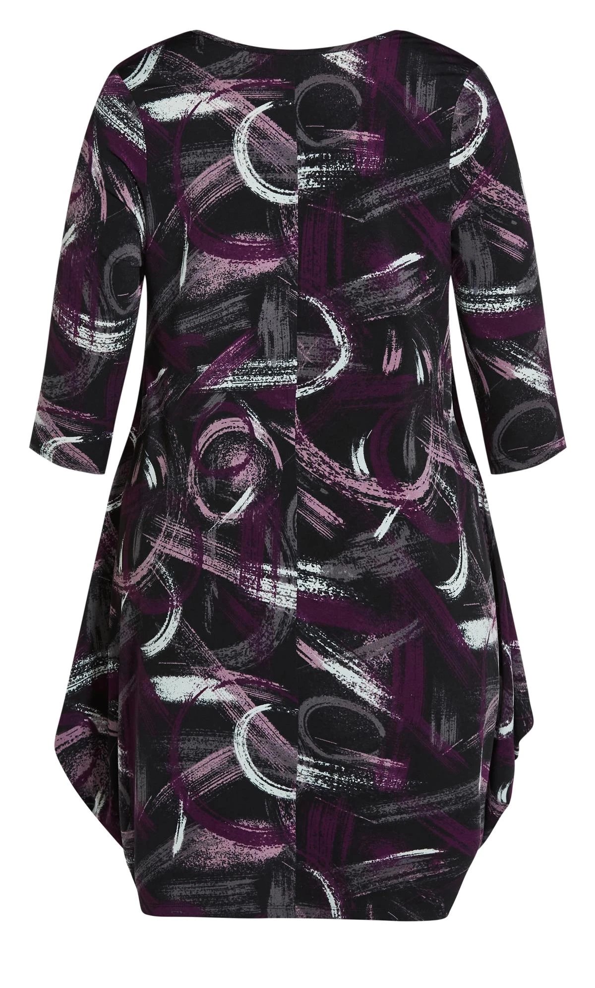 Avenue Loralette Grey Knit Drape Print Dress - Image 5