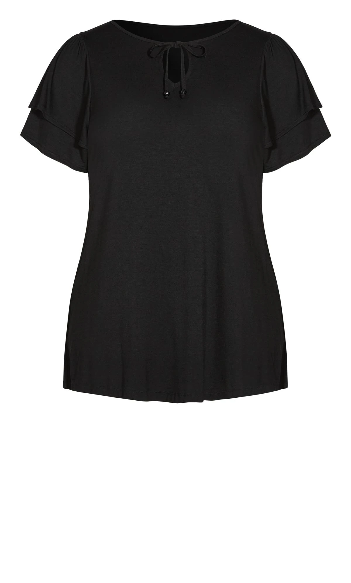 Evans Black Double Frill Sleeve Top - Image 5
