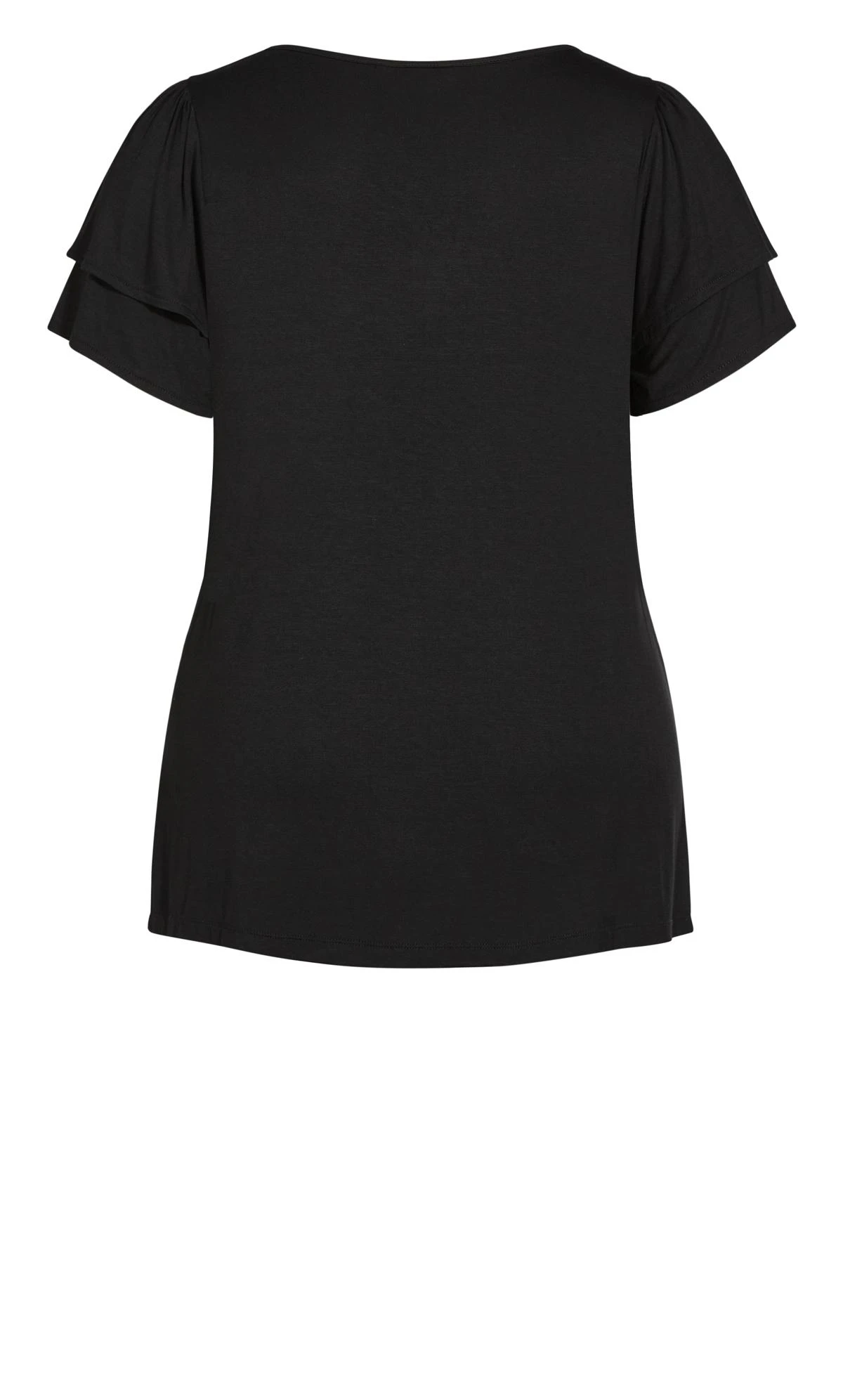 Evans Black Double Frill Sleeve Top - Image 6