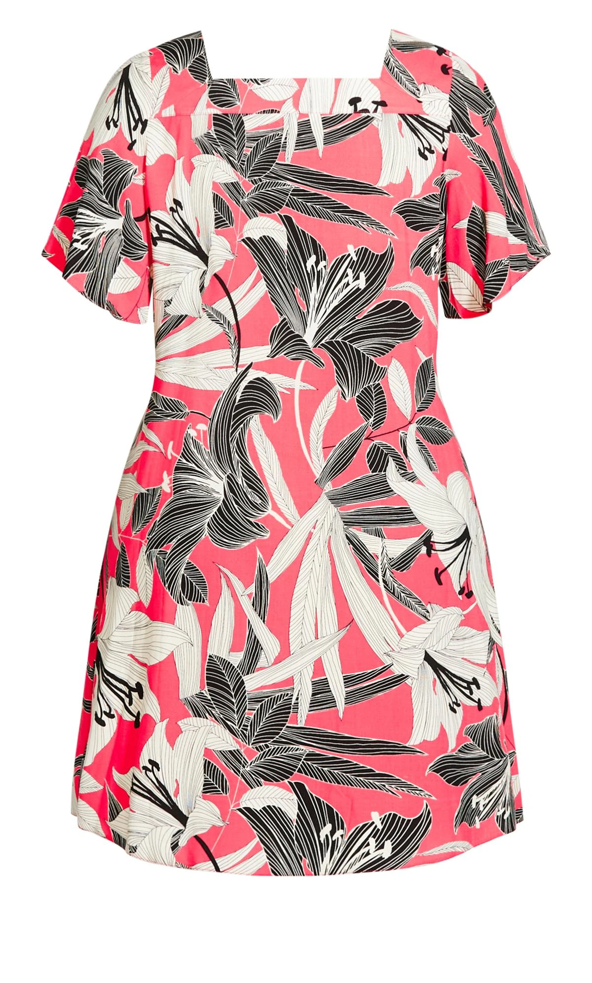Evans Pink Button Through Tropical Dress - Image 4