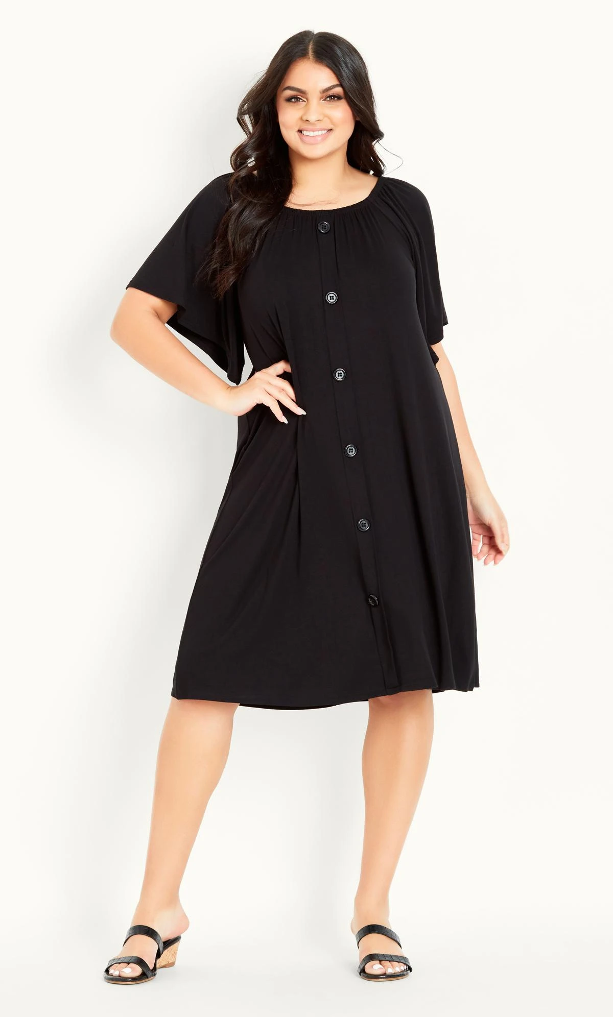 Evans Black Plain Bardot Dress