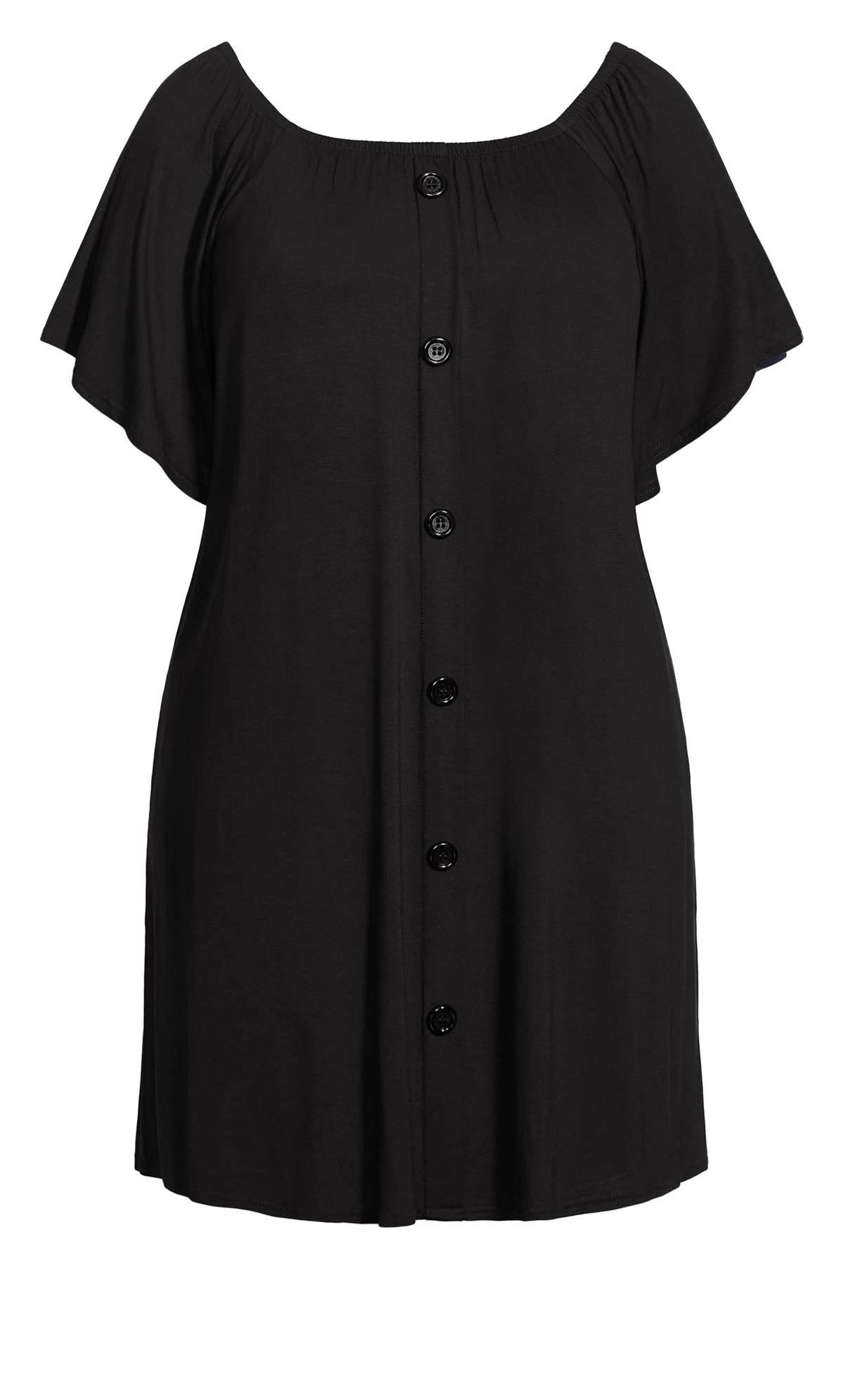 Evans Black Plain Bardot Dress - Image 3