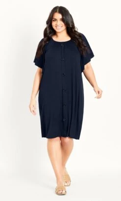 Evans Navy Blue Jersey Bardot Dress
