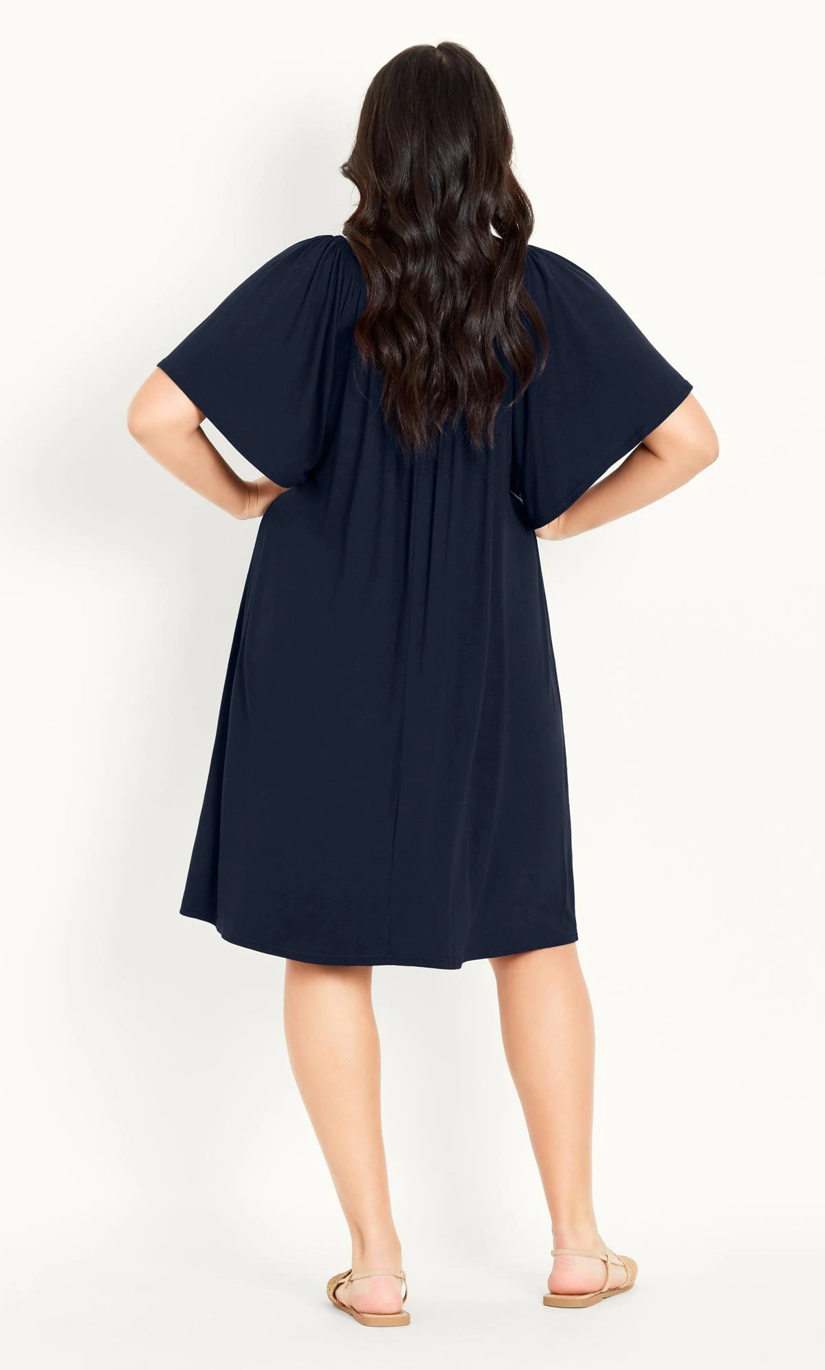Evans Navy Blue Jersey Bardot Dress - Image 2
