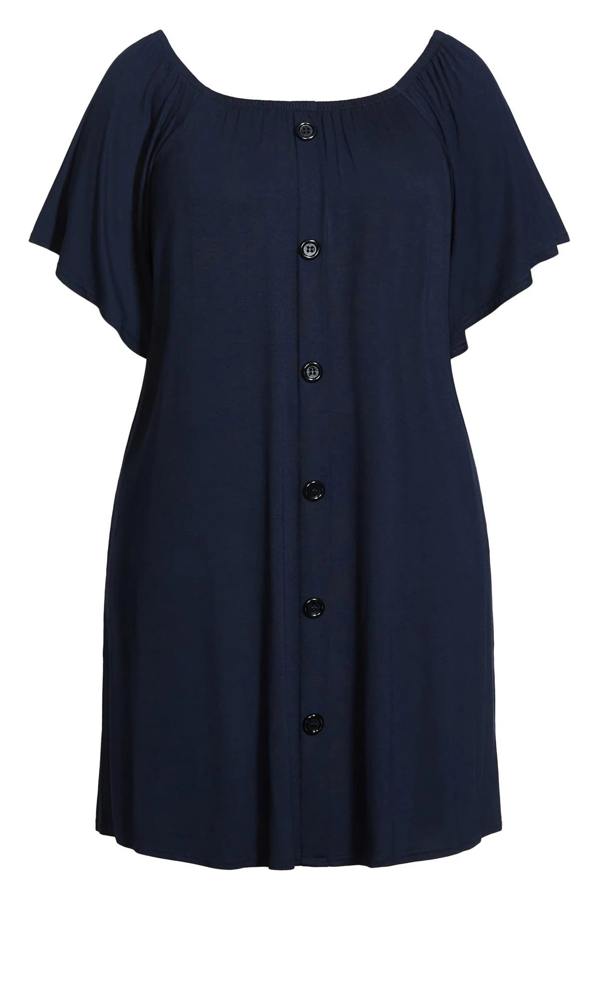 Evans Navy Blue Jersey Bardot Dress - Image 3