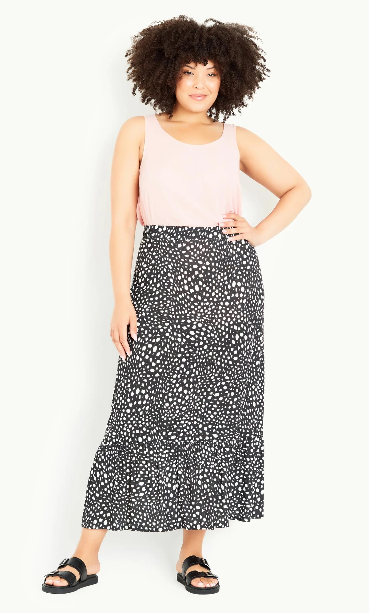 Evans Black Tiered Print Skirt
