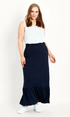 Evans Navy Plain Jersey Skirt