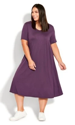 Avenue Purple V-Neck Swing Dress