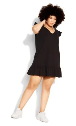 City Chic CCX Black In Ruffle Dress