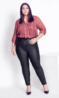 Avenue Arna York Black Faux Leather Jeans