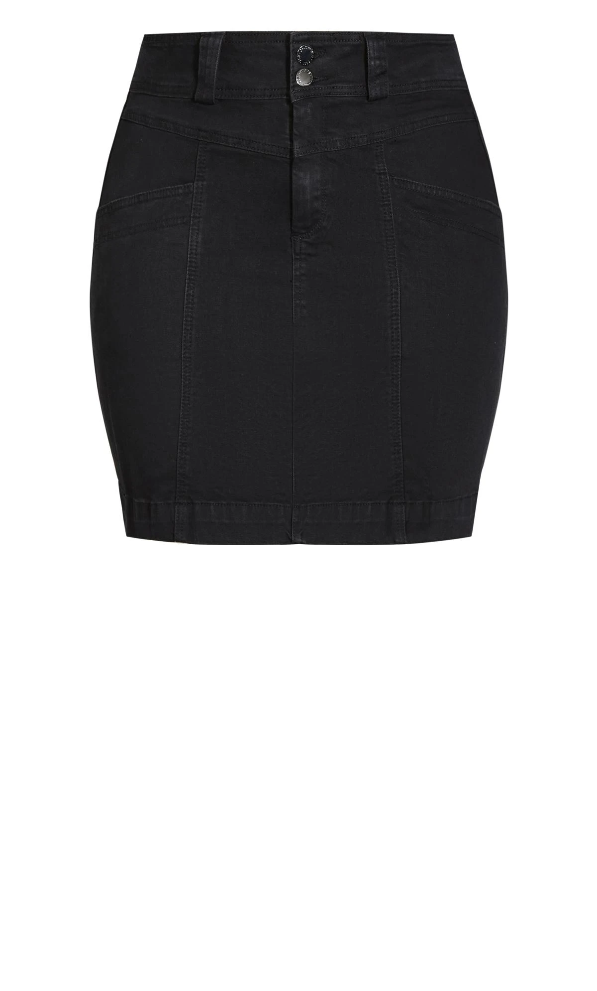 City Chic Black Washed Denim Skirt - Image 3