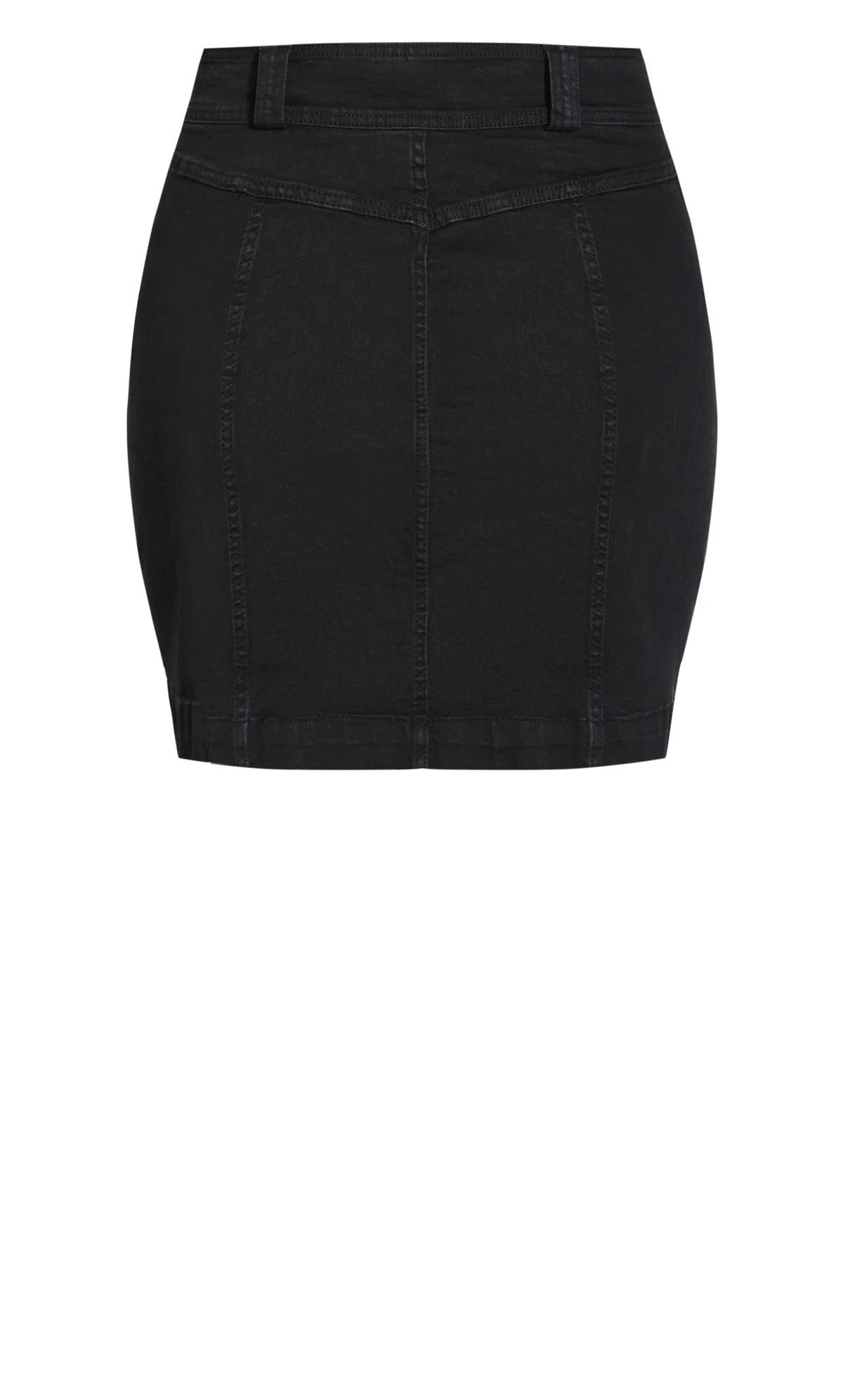 City Chic Black Washed Denim Skirt - Image 4