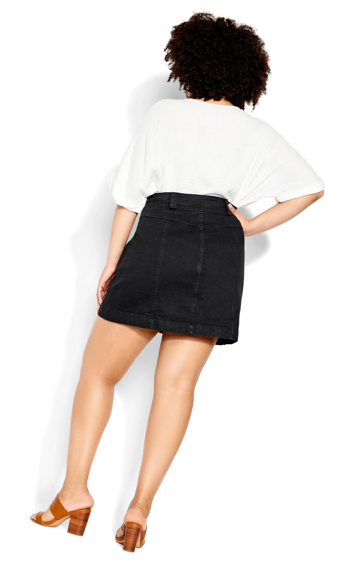City Chic Black Washed Denim Skirt - Image 5