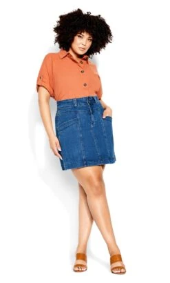 City Chic Indigo Blue Denim Skirt