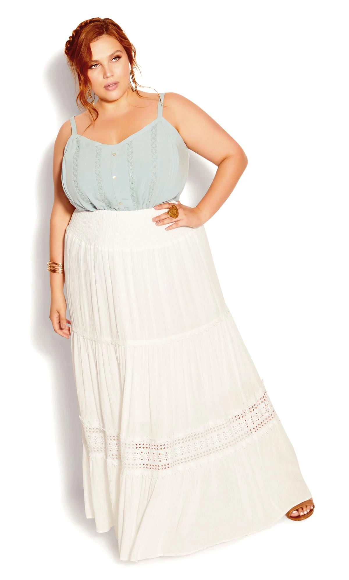 City Chic Starling Reine Ivory Summer Love Skirt