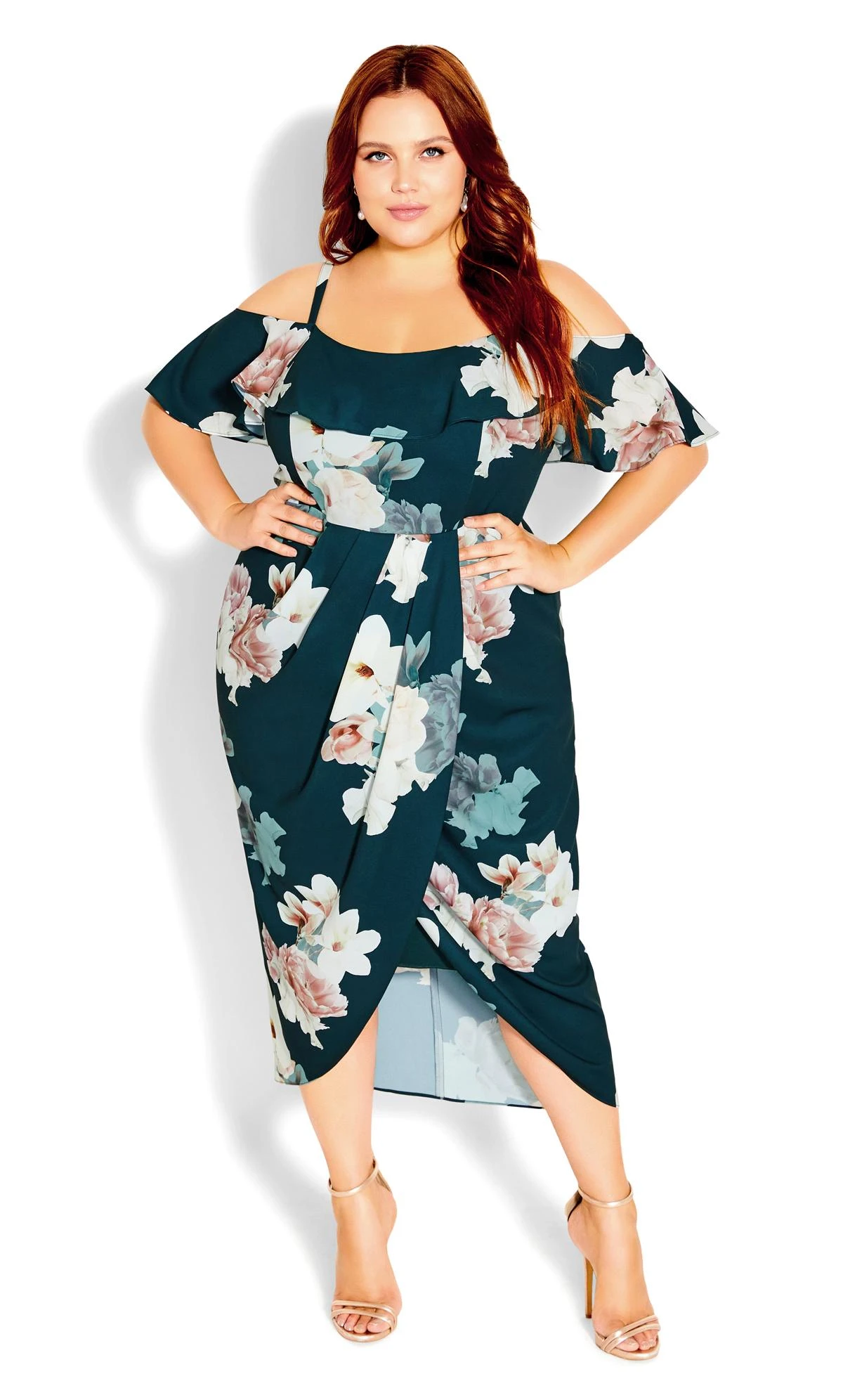 City Chic Green Emerald Floral Dress