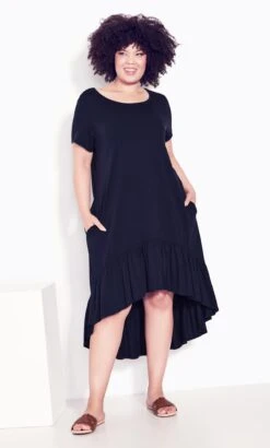 City Chic Navy Blue Ruffle Hem Dress