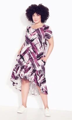 Avenue Zim & Zoe Purple Ella Ruffle Print Dress