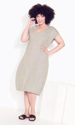 City Chic Zim & Zoe Grey Lilly Plain Dress