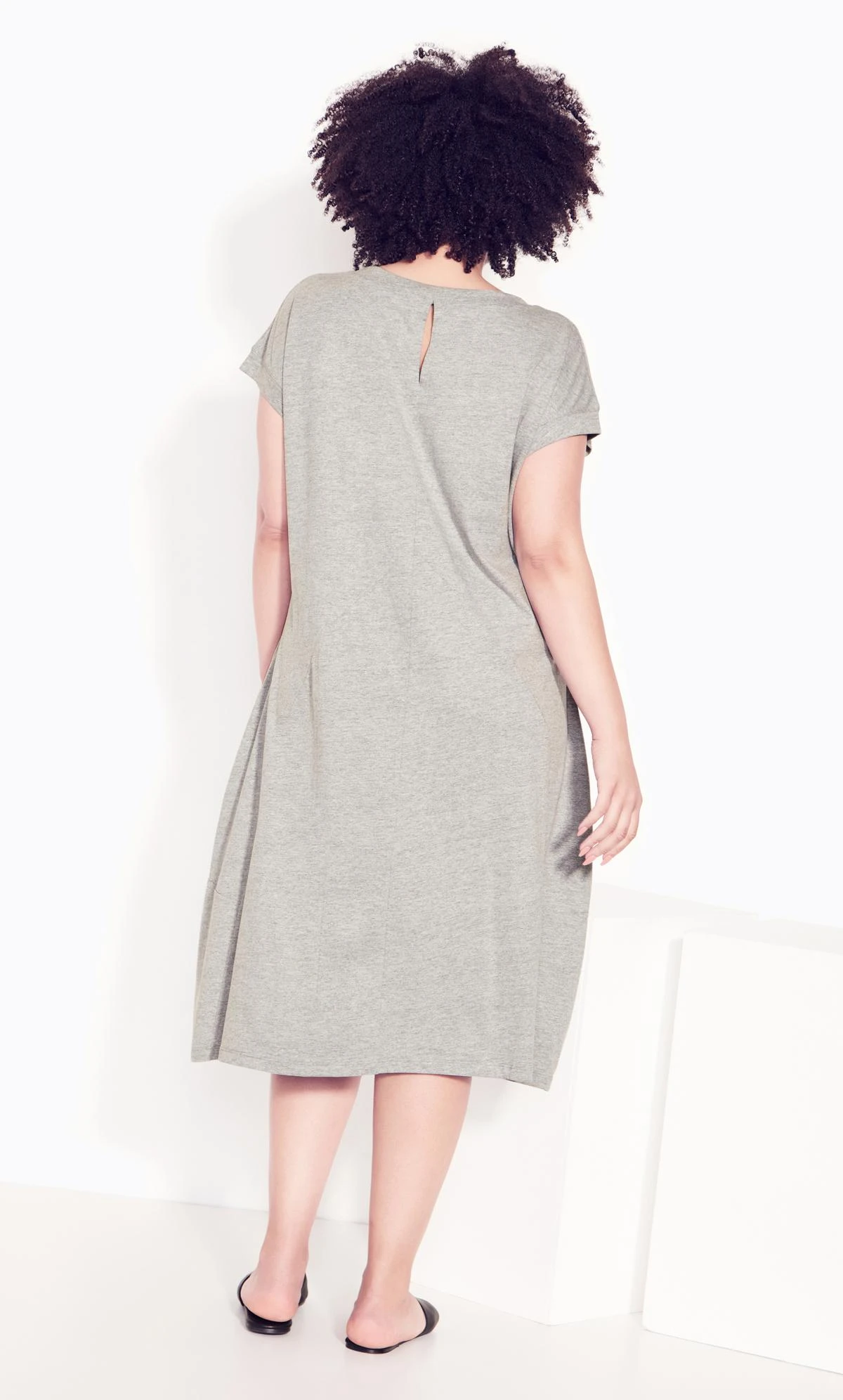 City Chic Zim & Zoe Grey Lilly Plain Dress - Image 3