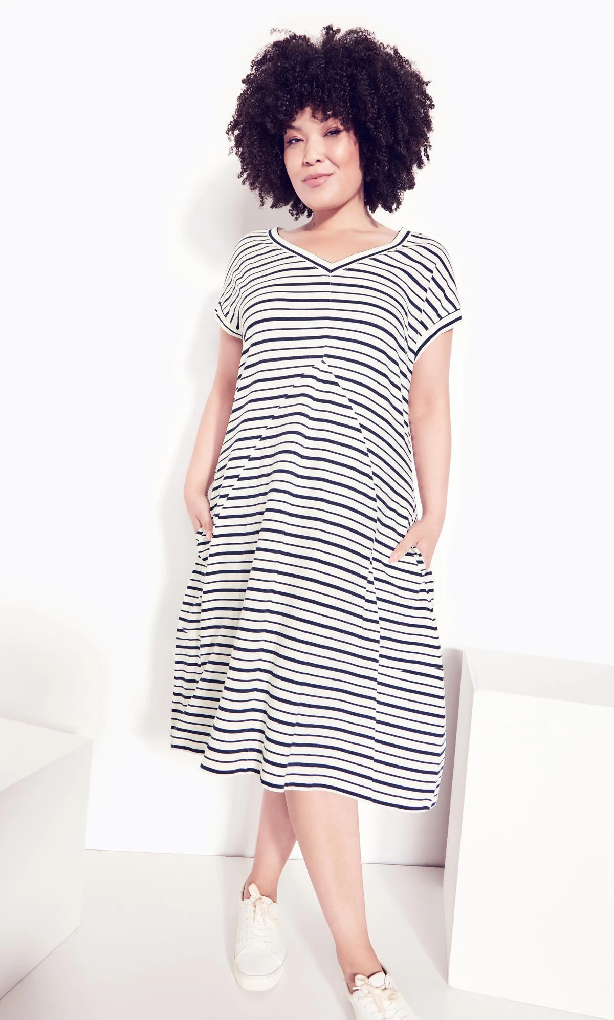 City Chic Zim & Zoe Ivory Lilly Stripe Dress - Image 2