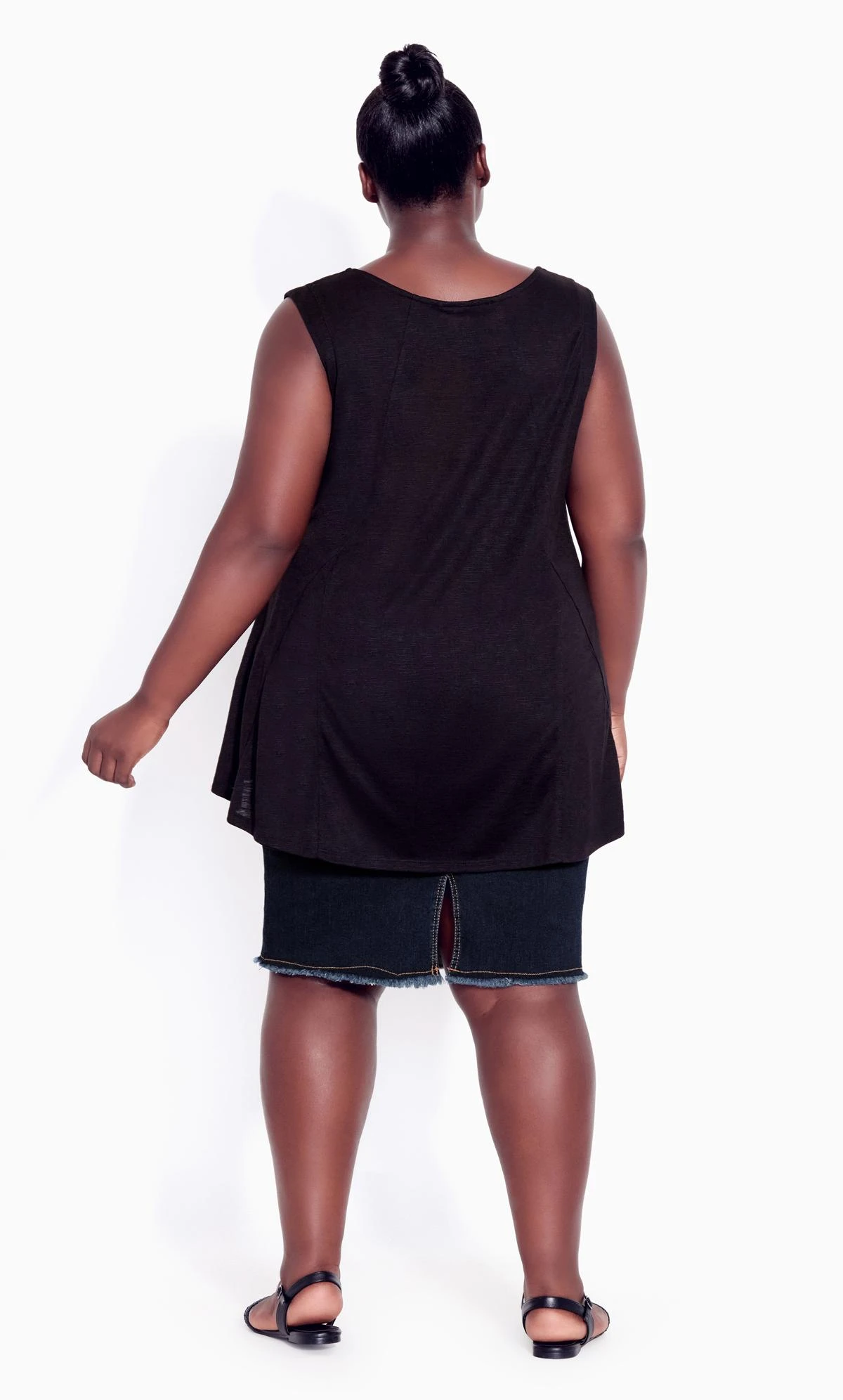 Avenue Blue Dark Wash Stretch Denim Skirt - Image 3