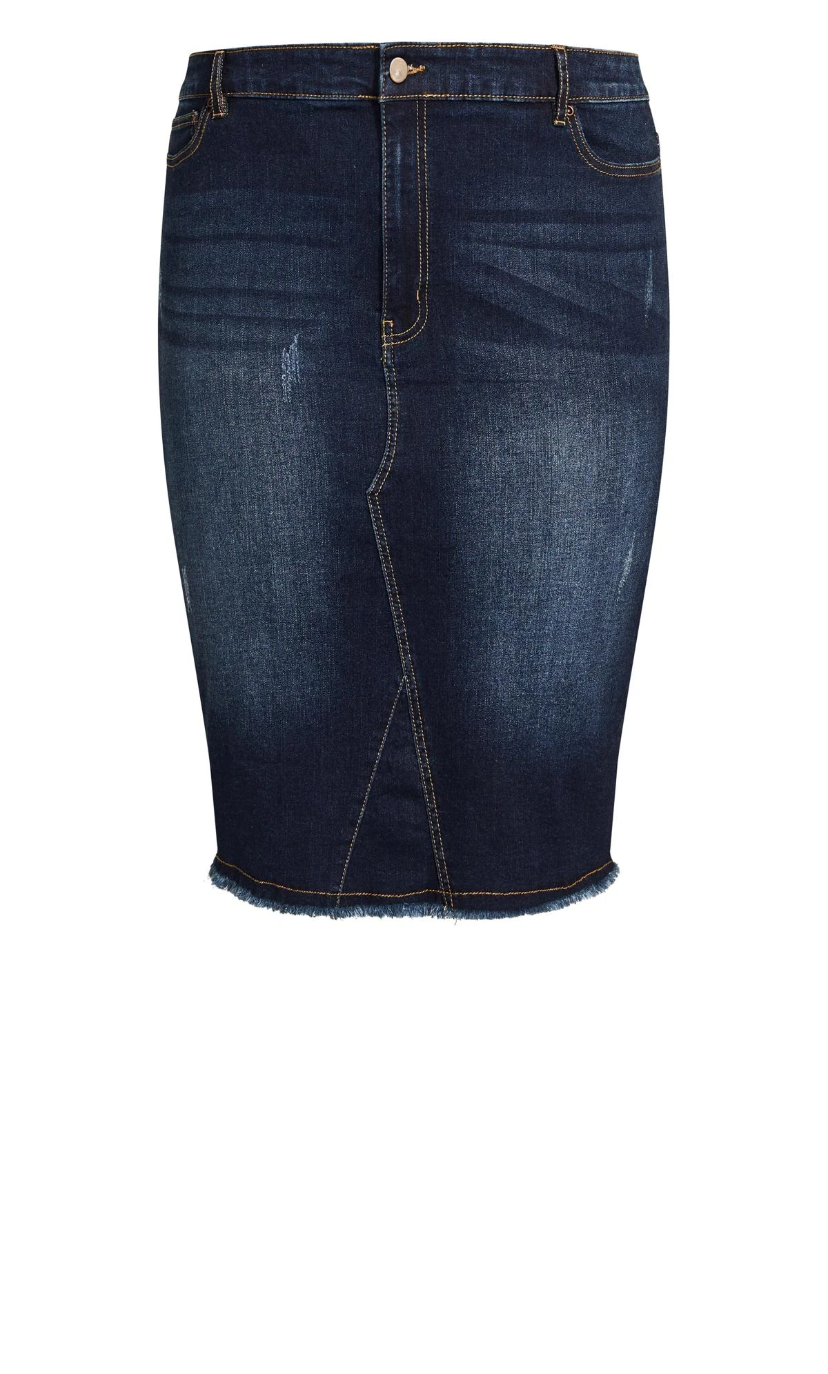 Avenue Blue Dark Wash Stretch Denim Skirt - Image 6