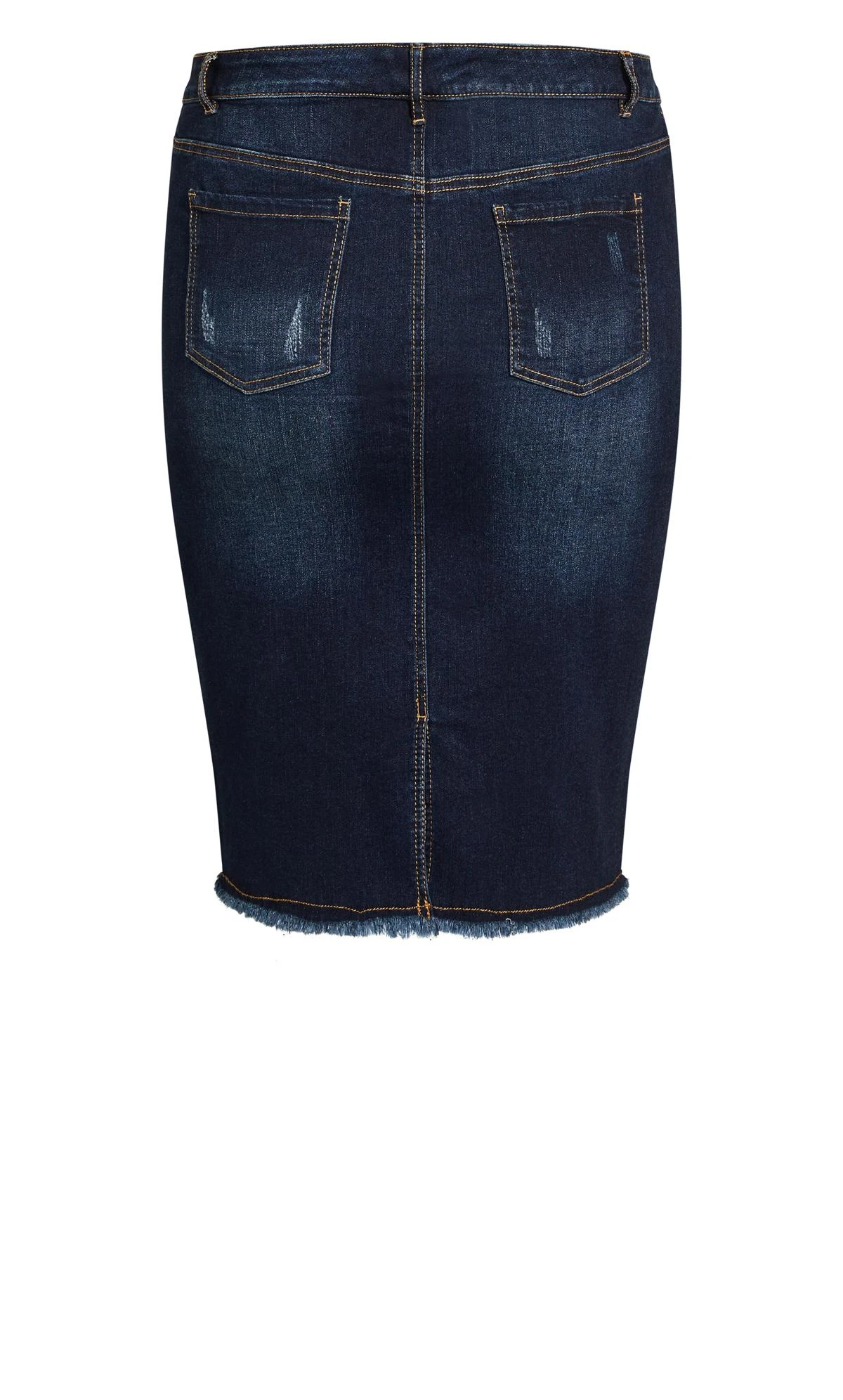 Avenue Blue Dark Wash Stretch Denim Skirt - Image 7
