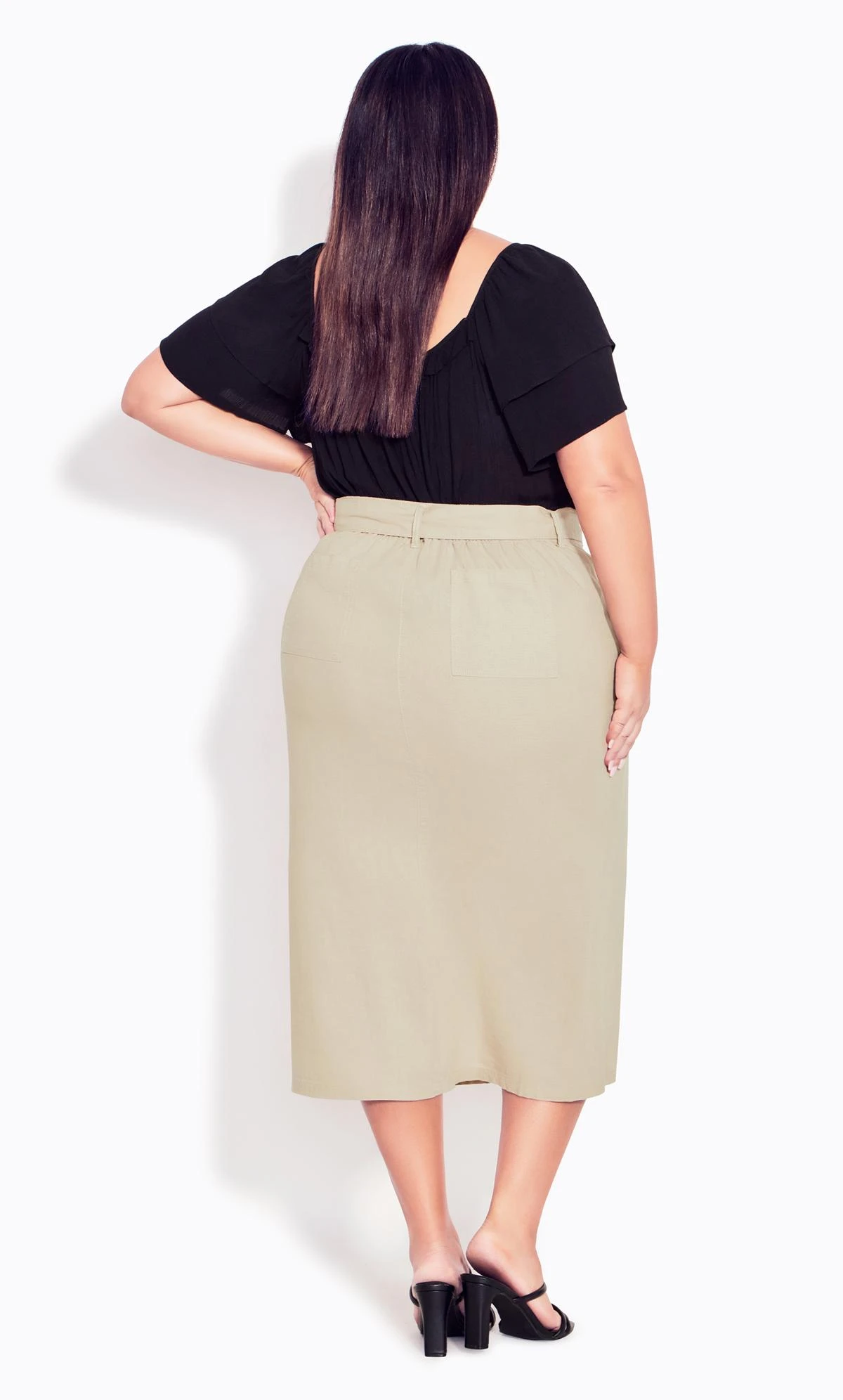 Evans Brown Linen Blend Skirt - Image 2